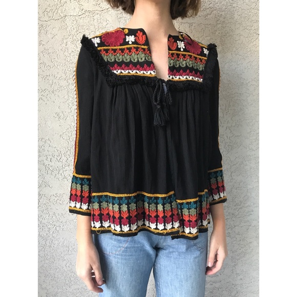 Zara Jackets & Blazers - [zara] embroidered flowy jacket/top